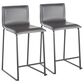 Lumisource Mara Counter Stool with Grey Cushion in Black (Set of 2), , large