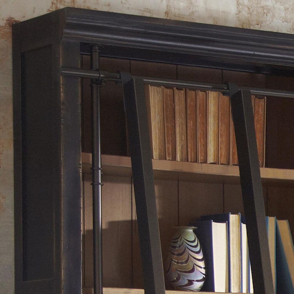 Wycliff Bay 3-Bookcase with Ladder in Aged Ebony and Warm Honey, , large