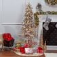 The Gerson Company 6" Pre-Lit Artificial Flocked Alpine with White Lights in Green, , large
