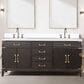 Lexora Home Laurel 72" Double Bathroom Vanity in Brown Oak with White Quartz Top and Rectangular Sinks, , large