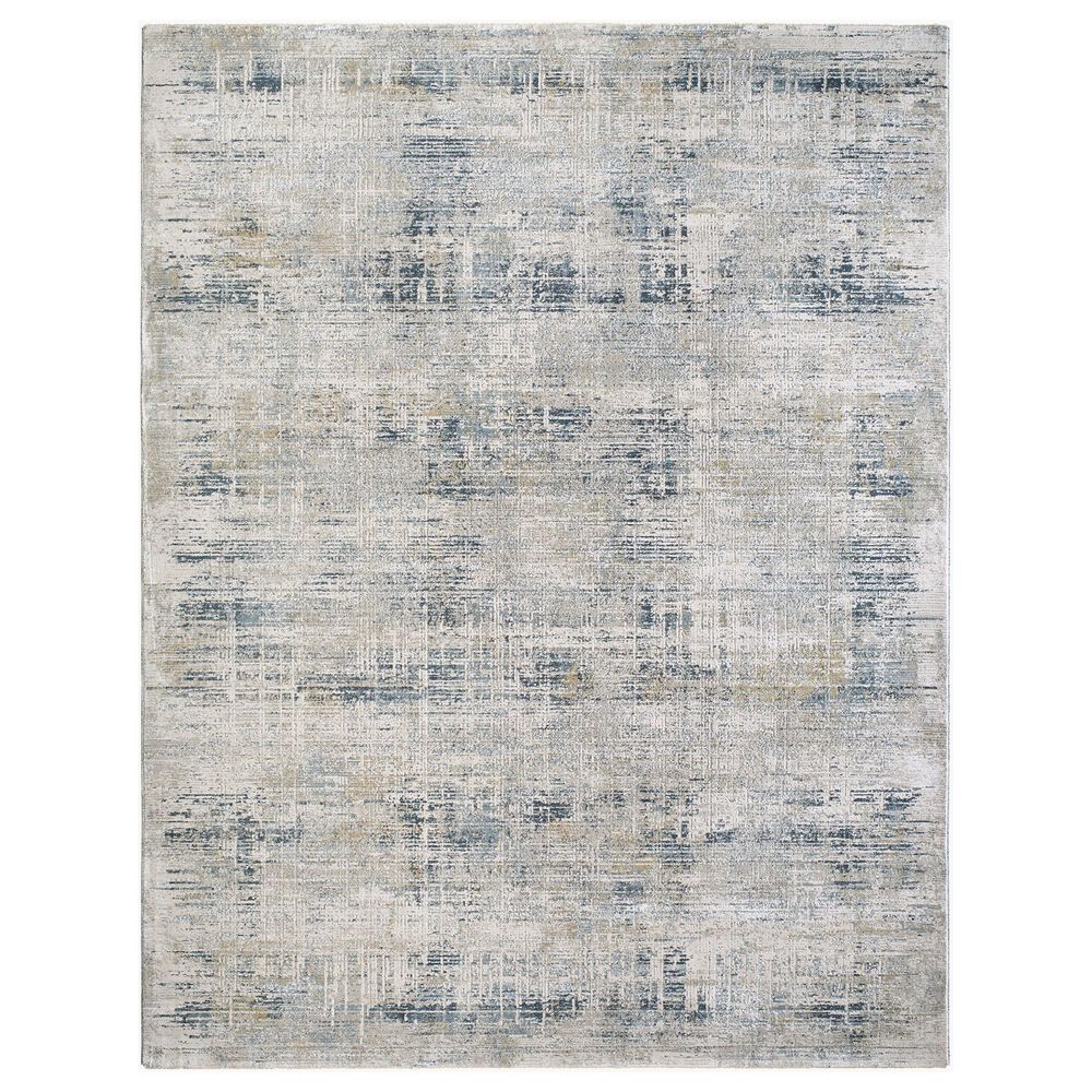 Surya Brunswick Cream, Light Gray, Charcoal, Blue, Dark Blue and Mustard 7'10" x 10'2" Area Rug, , large