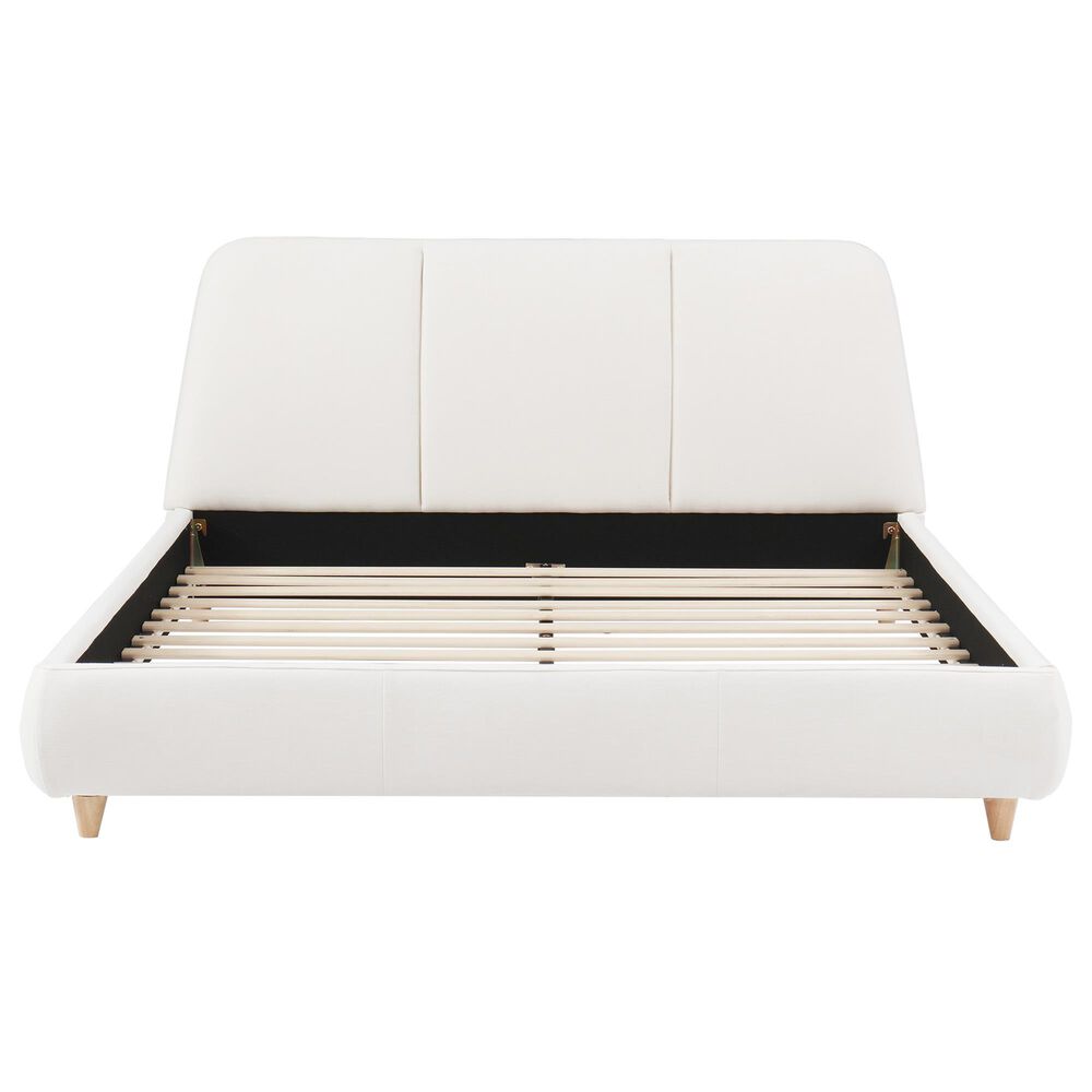 Hearth and Haven Queen Upholstered Platform Bed in White, , large