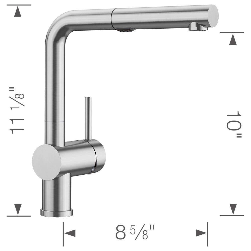 Blanco Linus 1.5 GPM Low-Arc Pull-Out Kitchen Faucet in Stainless Steel, , large