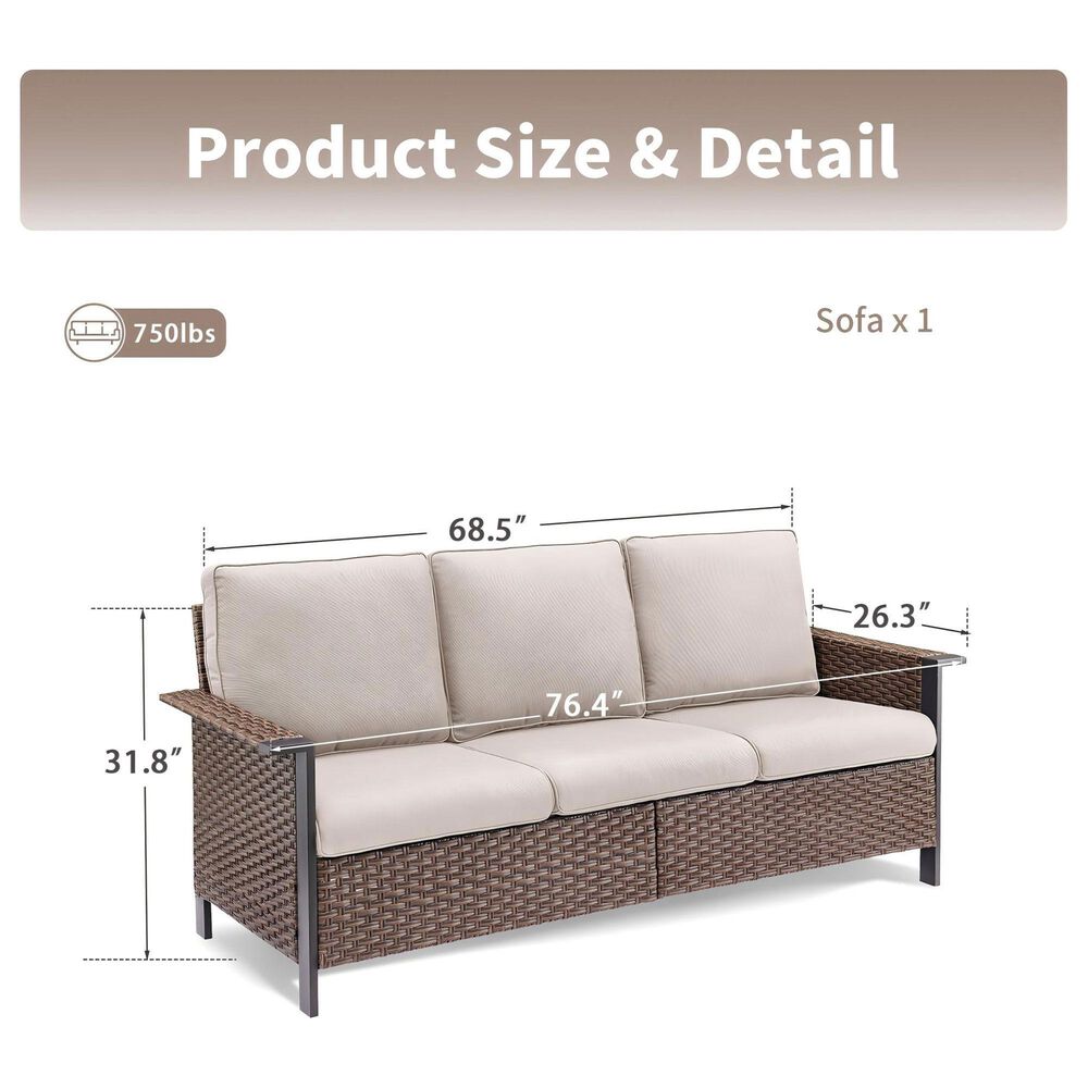 Sunwell Garden 8-Piece Patio Chat Set with Side Table in Beige, , large