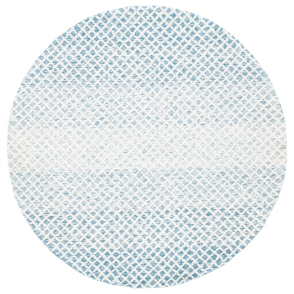 Safavieh Micro-Loop MLP353M 5" Round Blue and Ivory Area Rug, , large
