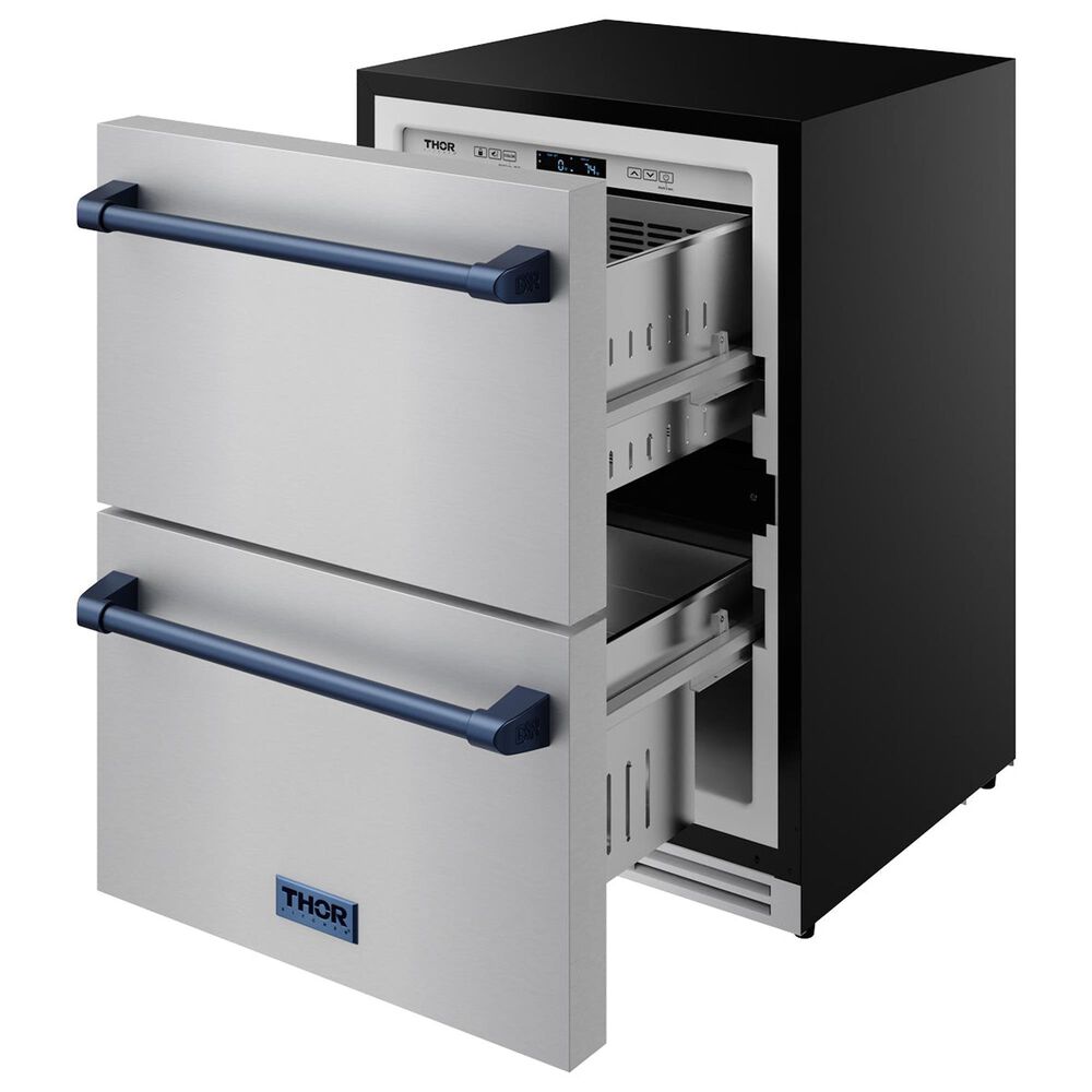 Thor Kitchen Gordon Ramsay 5.4 Cu. Ft. Undercounter Drawer Freezer with Blue Handle Kit in Stainless Steel, , large