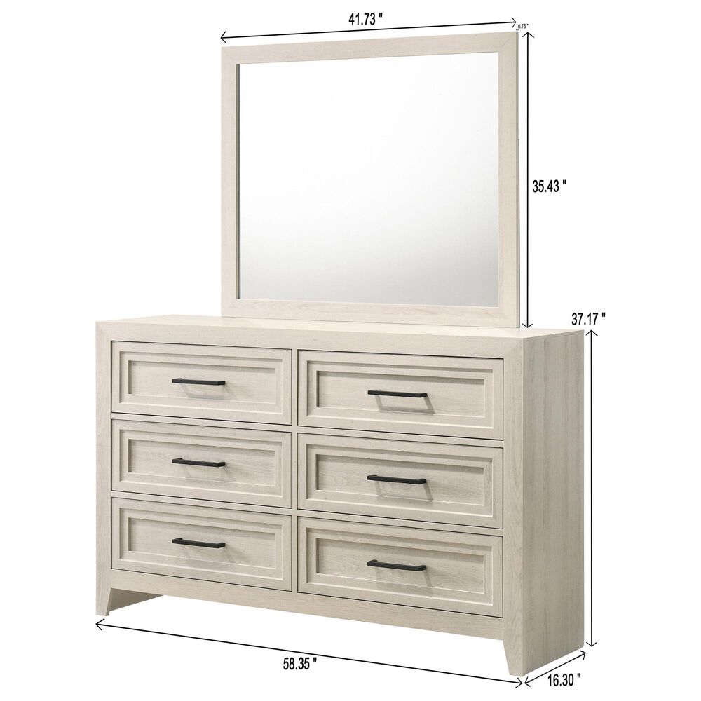 Crown Mark Lorraine 6 Drawer Dresser and Mirror in Antique White, , large