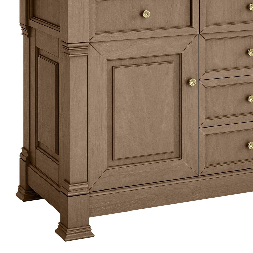 James Martin Vanities Brookfield 60" Double Bathroom Vanity in Pecan with 3 cm Eternal Jasmine Pearl Silestone Top, Rectangular Sinks and FreePower Wireless Charger, , large