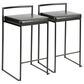 LumiSource Fuji Stackable Counter Stool with Black Faux Leather Cushion in Black (Set of 2), , large