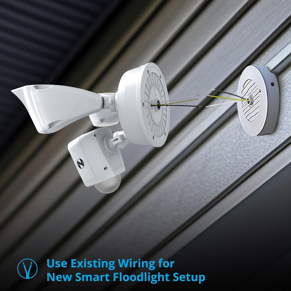 Night Owl Powered Wi-Fi Floodlight Deterrence HD+ Camera with 2-Way Audio - White, , large