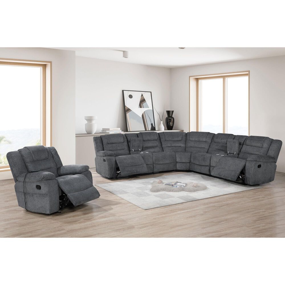 New Heritage Design Redondo Power Glider Recliner in Dark Gray, , large