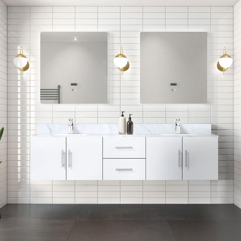 Lexora Home Geneva 80&quot; Double Bathroom Vanity Cabinet Only in Glossy White and 30&quot; LED Mirrors, , large