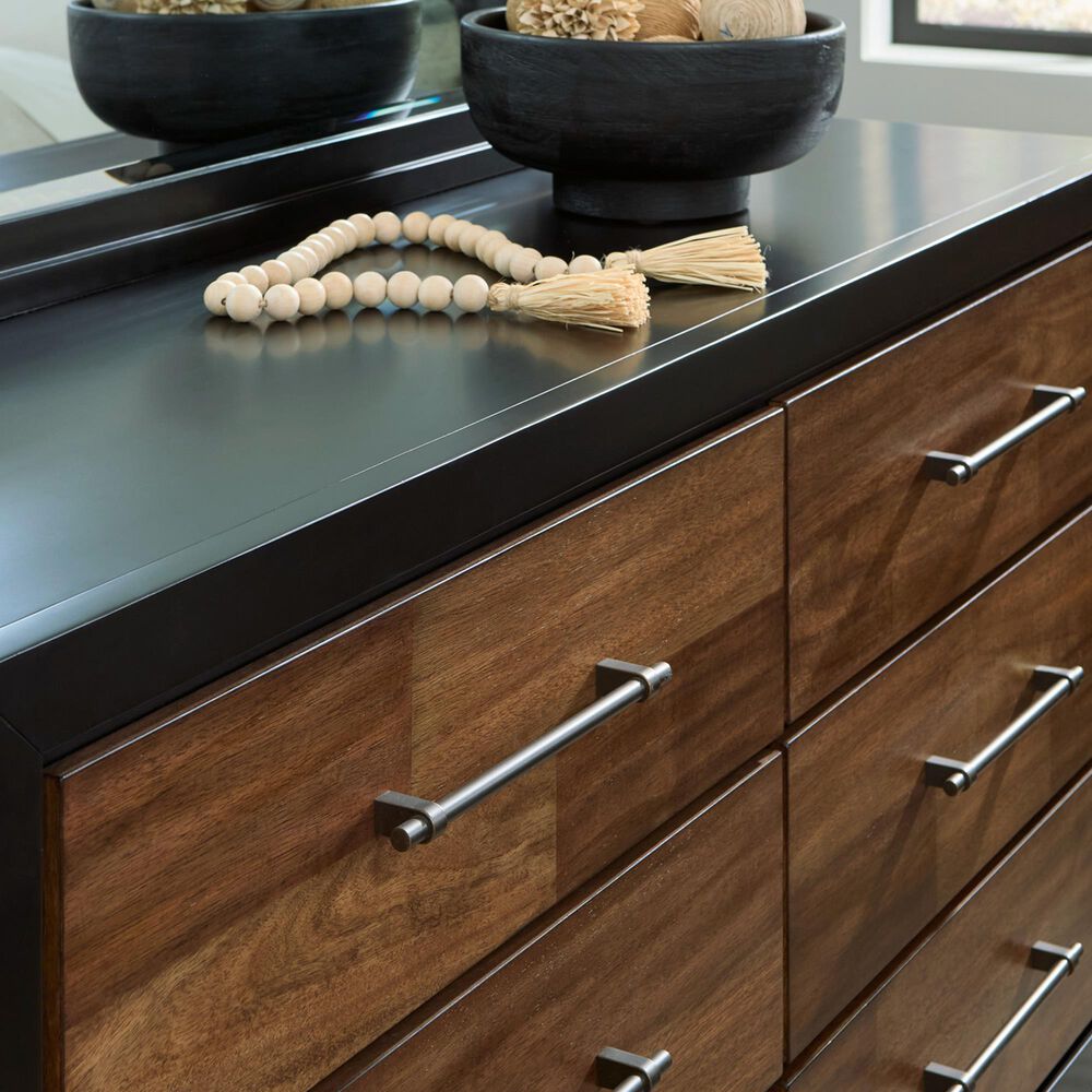 Ashley Kraeburn 6-Drawer Dresser in Brown and Satin Black, , large