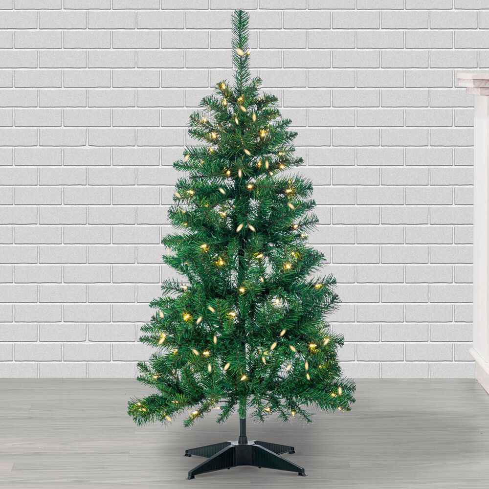 The Gerson Company 4&#39; Pop-Up Fir Tree with Warm White LED Lights in Green, , large