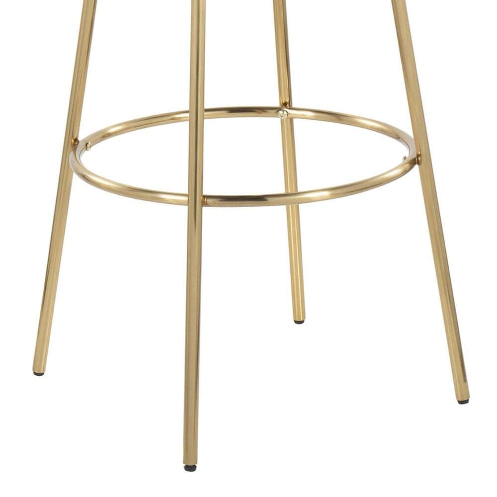 LumiSource Claire Swivel Barstool with Cream Velvet Upholstery in Gold (Set of 2), , large