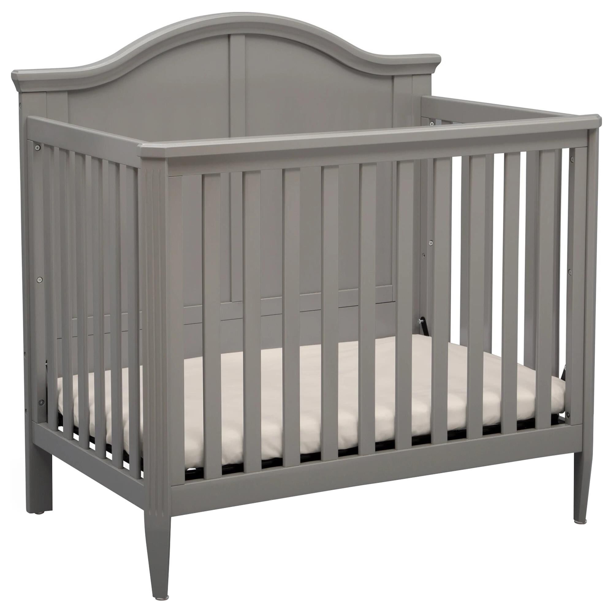 Delta Parker Mini Convertible Baby Crib with Mattress in Gray NFM