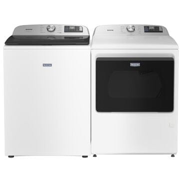 Maytag 5.2 Cu. Ft. Smart Top Load Washer and 7.4 Cu. Ft. Smart Electric Top Load Dryer Laundry Pair in White, , large
