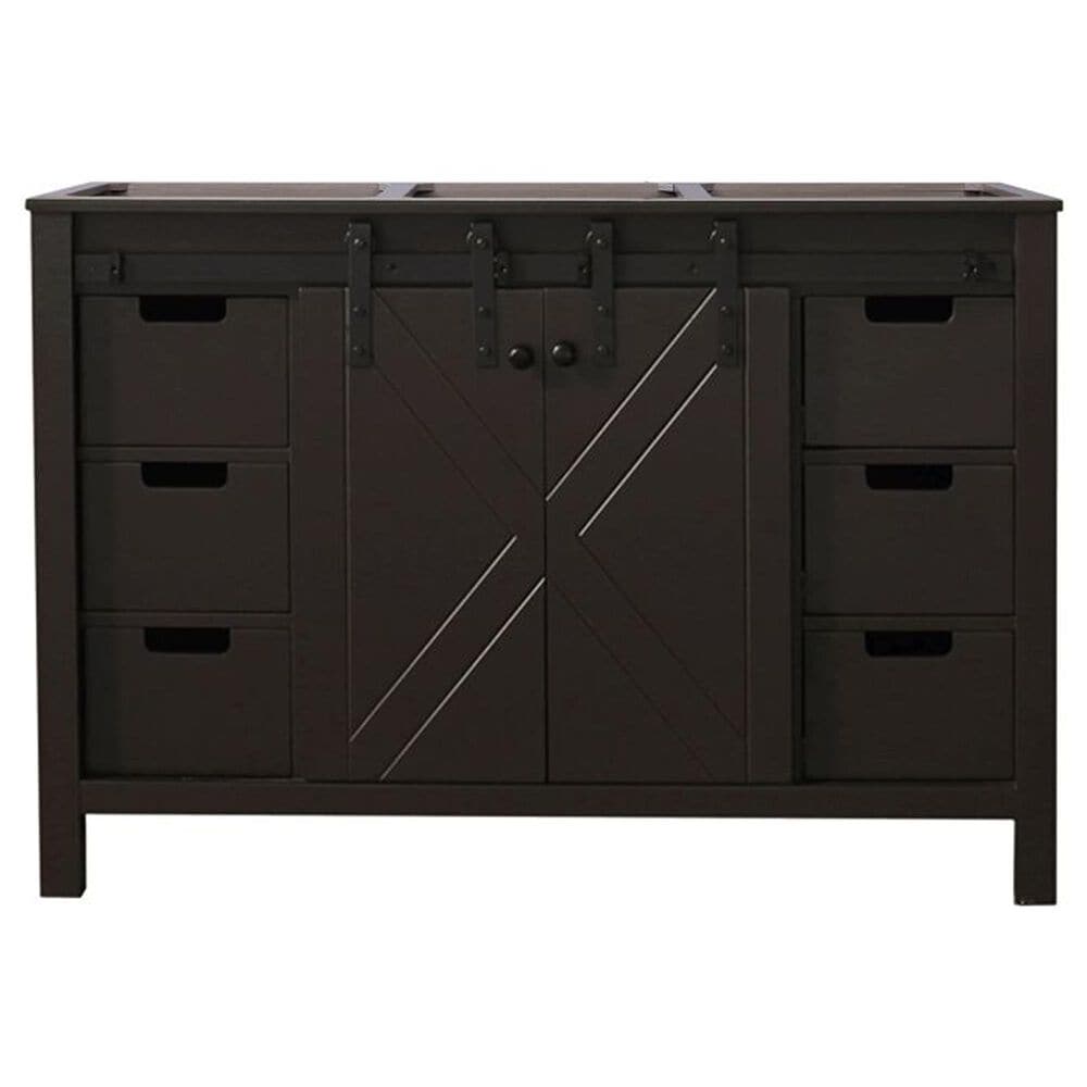 Lexora Home Marsyas 48&quot; Single Bathroom Vanity in Brown with 2 cm White Cultured Marble Top and Rectangular Sink, , large