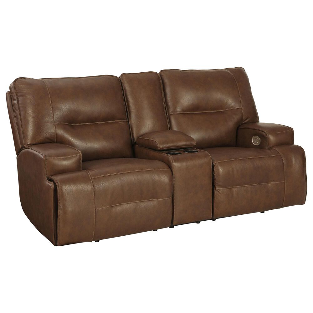 Ashley Francesca Power Reclining Loveseat with Console in Auburn, , large