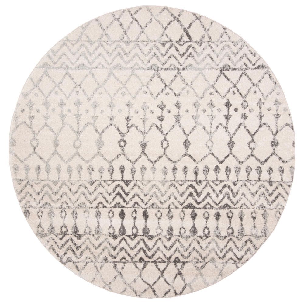 Safavieh Tulum TUL270A 6"7" Round Ivory and Grey Area Rug, , large