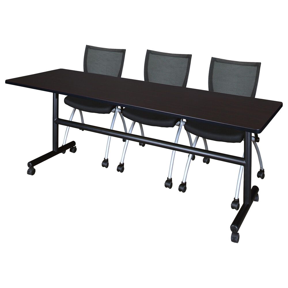 Regency Global Sourcing Kobe 4-Piece Mobile Training Table Set in Mocha Walnut/ Black, , large