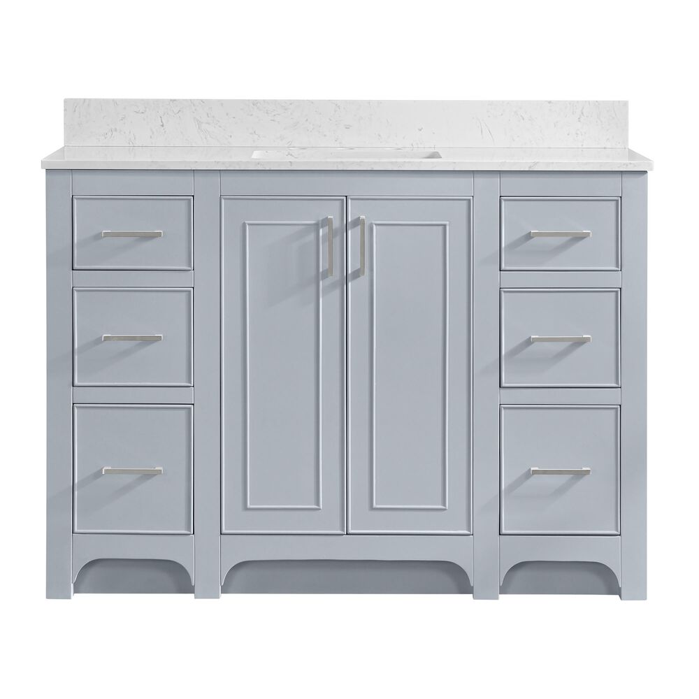 37B Lucerne 48" Single Bathroom Vanity in Soft Blue with Marble Top and Backsplash, , large