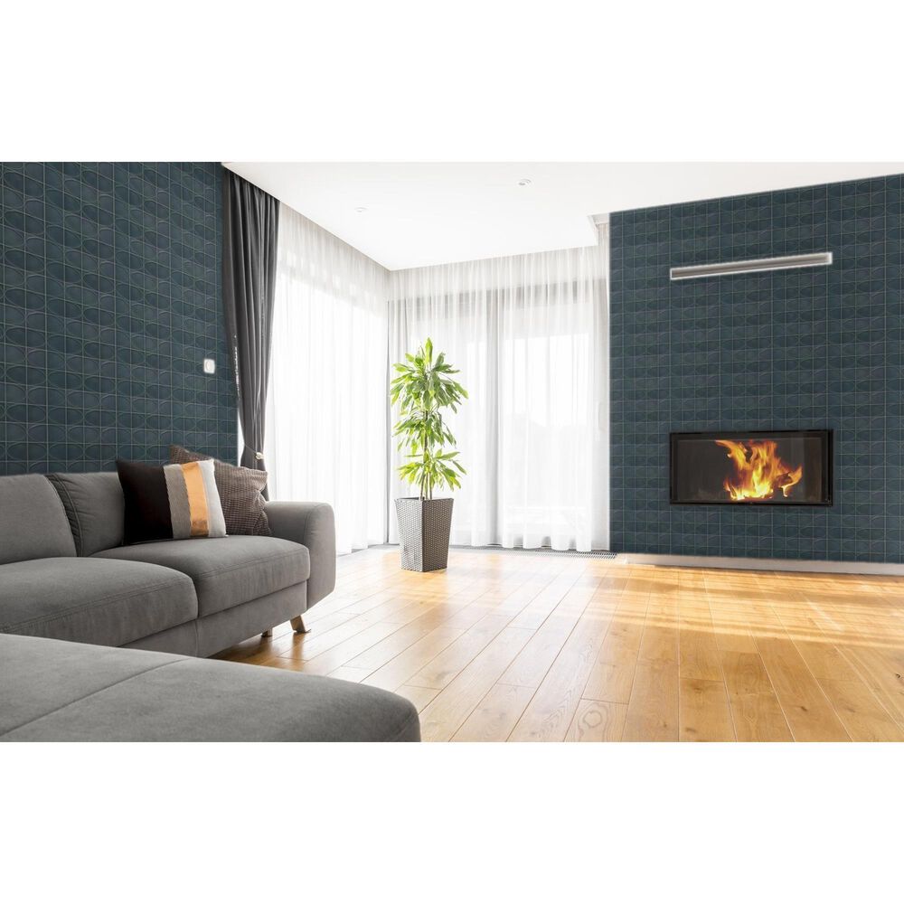 Emser Mizu Blue Glossy Ellipse 4&quot; x 4&quot; Square on 8&quot; x 16&quot; Ceramic Mosaic Sheet, , large