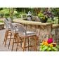 HOMLUX Outdoor Counter Stool with Teak Frame in Grey and Beige (Set of 2), , large