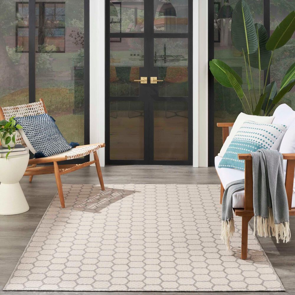 Nourison Twist Reversible 5&#39; x 7&#39; Grey Indoor/Outdoor Area Rug, , large
