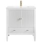James Martin Myrrin 30" Single Bathroom Vanity in Bright White with Single Hole 3 cm White Zeus Silestone Top and Rectangular Sink, , large