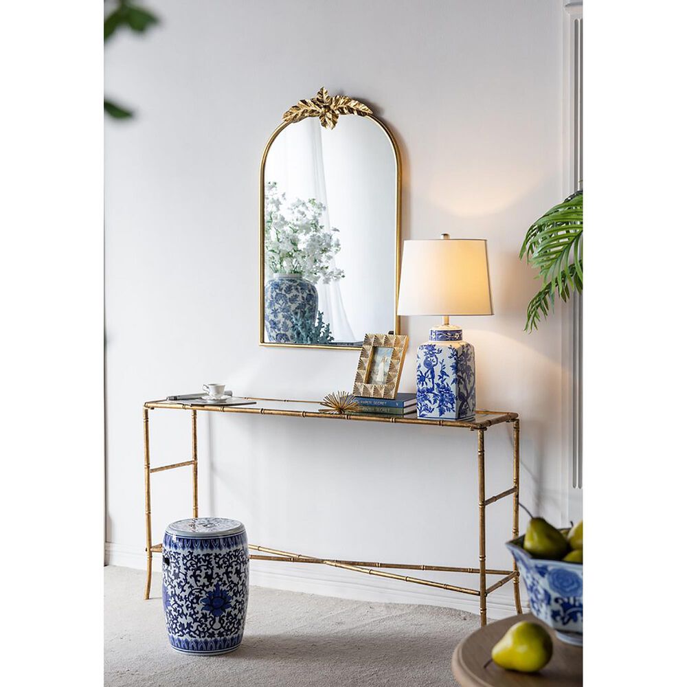 A&amp;B Home Flower Bird Table Lamp in Blue and White, , large