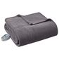 Hampton Park Electric Micro Fleece Heated Full Blanket in Grey, , large