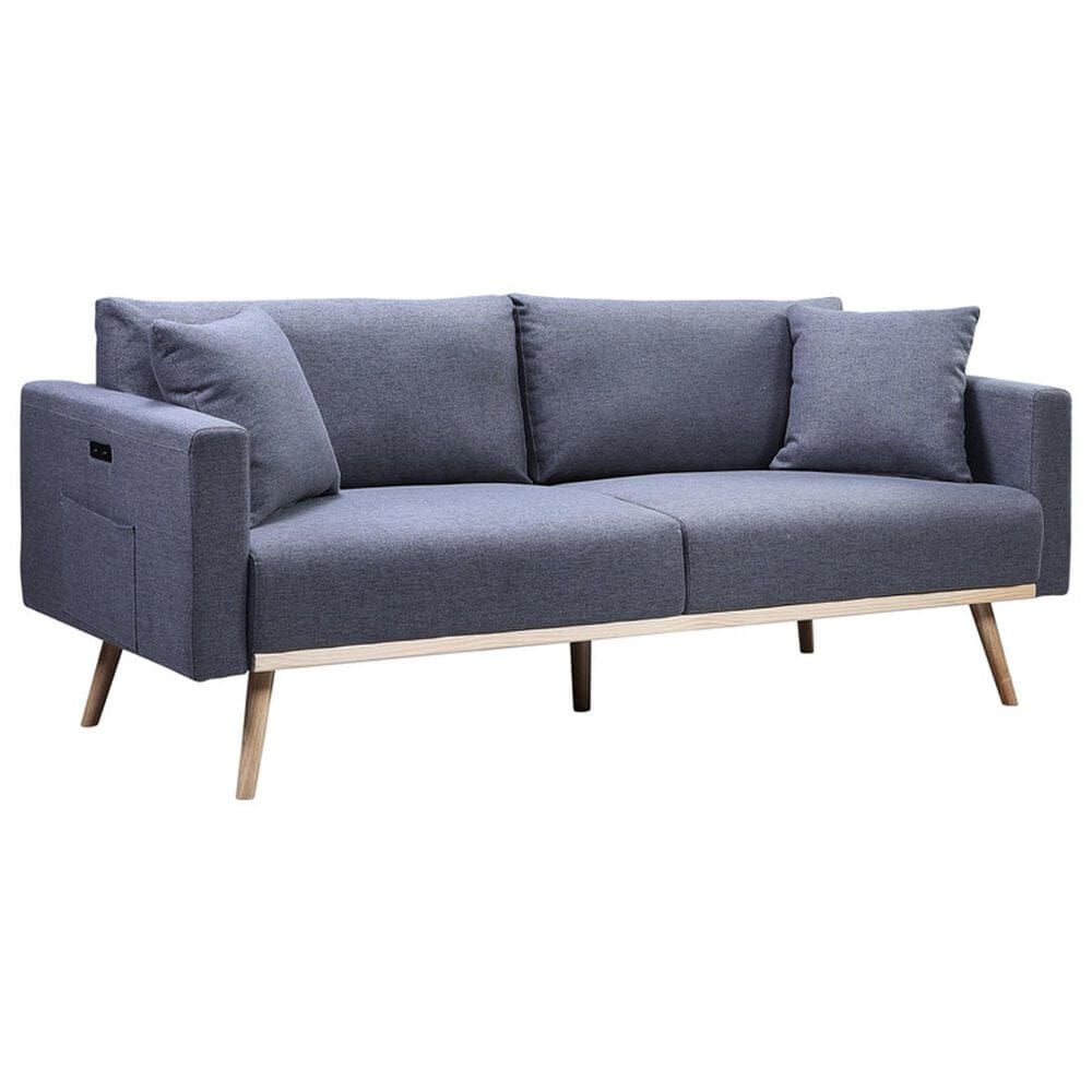 HOMLUX Sofa and Loveseat Set with USB Ports, Pillows and Storage in Dark Gray, , large
