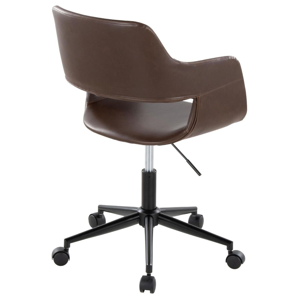Lumisource Margarite Task Chair with Espresso Faux Leather Cushion in Black, , large
