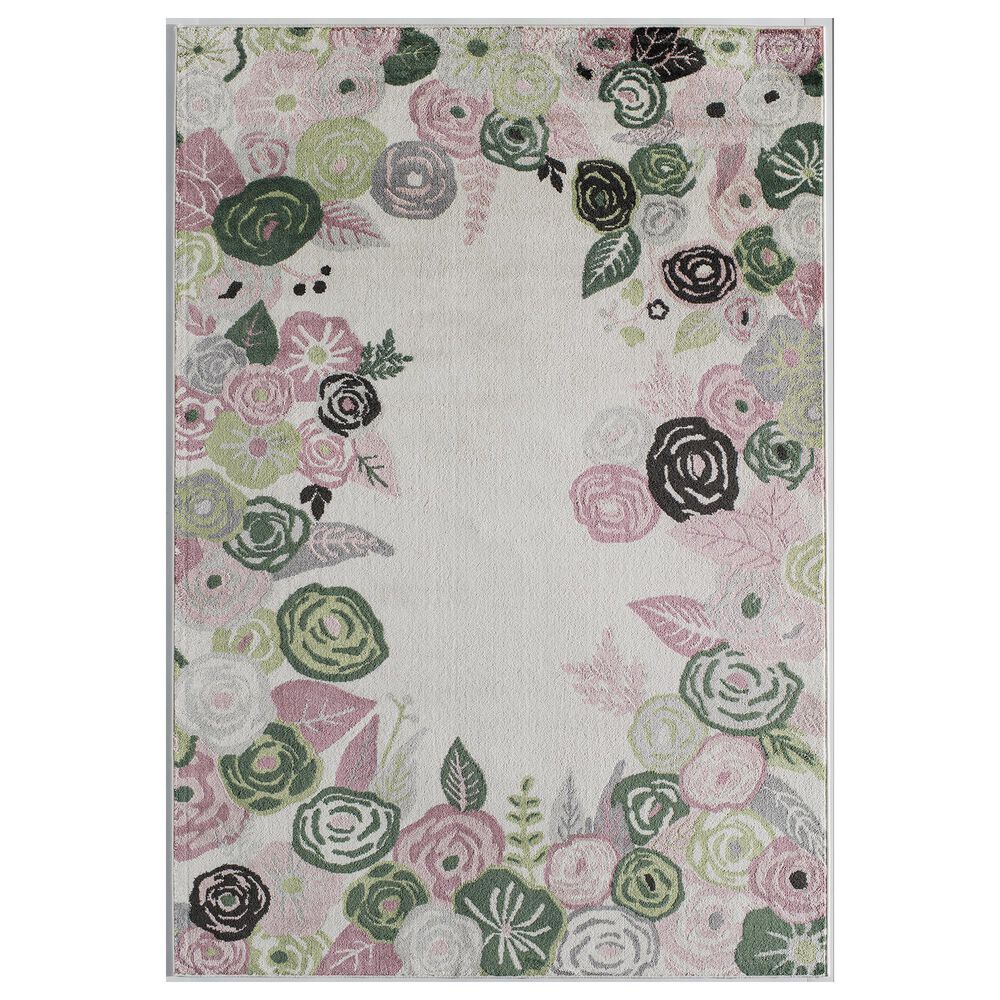 Rugs America Valentina Royal Blossom 5" x 7" Beige, Pink and Green Area Rug, , large