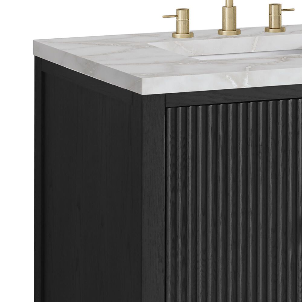 James Martin Vanities Myrrin 60&quot; Double Vanity in Carbon Oak with 3 cm Victorian Silver Quartz Top, , large