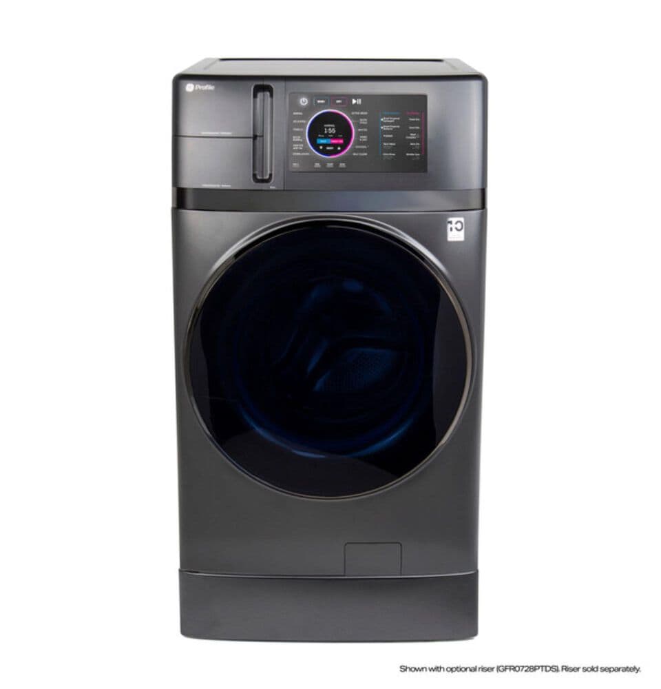 GE Profile 4.8 Cu. Ft. Ultra Fast Combo Washer/Dryer with 7" Pedestal in Slate, , large