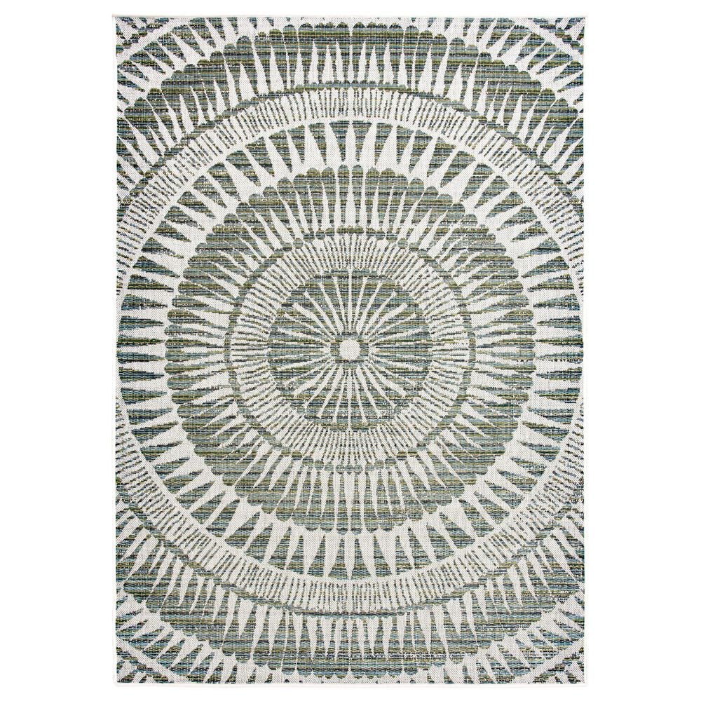Central Oriental Santorini Colourscape Amiri Green and Ecru 5"3" x 7"3" Indoor/Outdoor Area Rug, , large