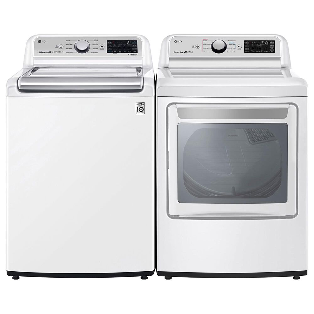 LG 4.8 Cu. Ft. Top Load Washer and 7.3 Cu. Ft. Top Load Electric Dryer Laundry Pair in White, , large