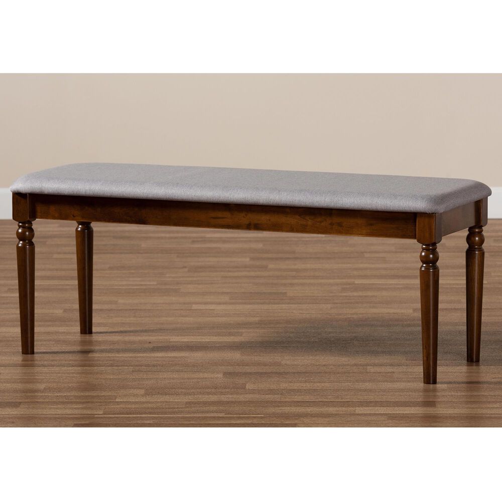Baxton Studio Giovanni Dining Bench in Grey/Walnut, , large