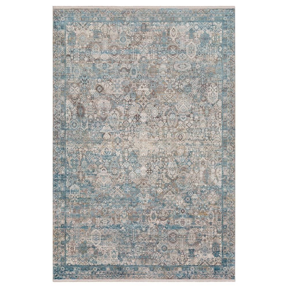Surya Solar 3" x 5" Gray, Teal, Dark Blue, Light Gray, Charcoal and Mustard Area Rug, , large