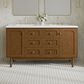 James Martin Laurent 60" Double Bathroom Vanity in Honey Oak with 3 cm White Zeus Silestone Top and Rectangular Sinks, , large
