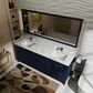 Lexora Home Jacques 72" Double Bathroom Vanity in Navy Blue with 2 cm White Carrara Marble Top and Rectangular Sinks, , large