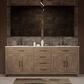 Lexora Home Abbey 80" Double Bathroom Vanity in Grey Oak with 2 cm White Carrara Marble Top and Rectangular Sinks, , large
