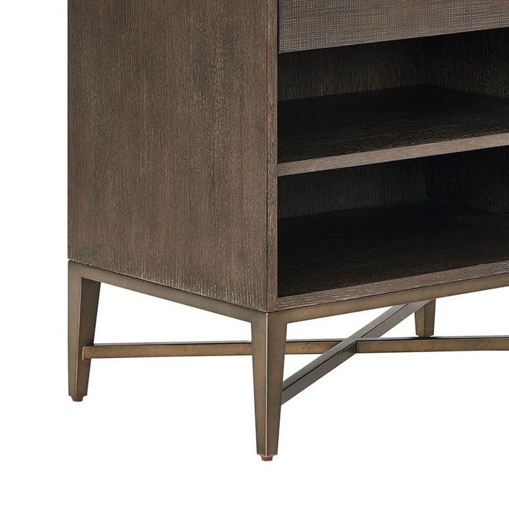 Furniture Worldwide Montclair 1-Drawer Nightstand in Medium Brown and Smoked Gold, , large