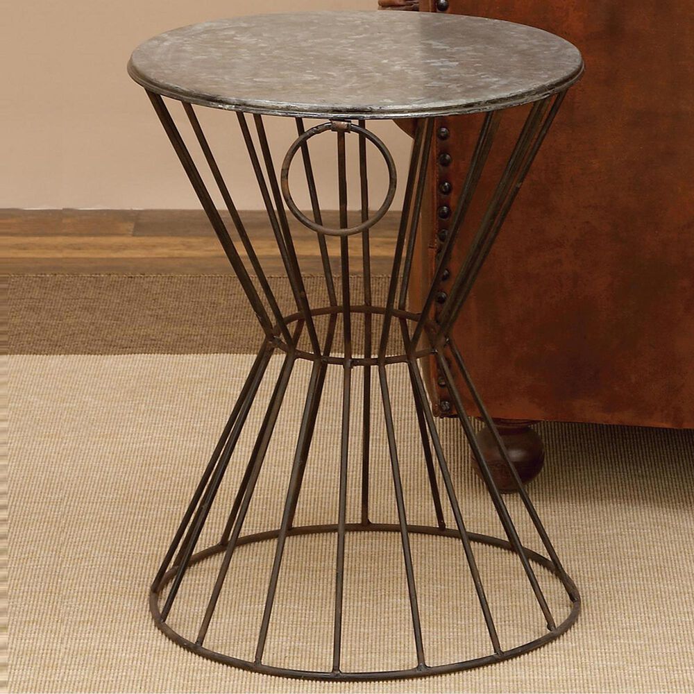 Uma Enterprises Drum Accent Table in Black and Gray, , large