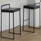 Lumisource Fuji Stackable Barstool with Black Faux Leather Cushion in Black (Set of 2), , large