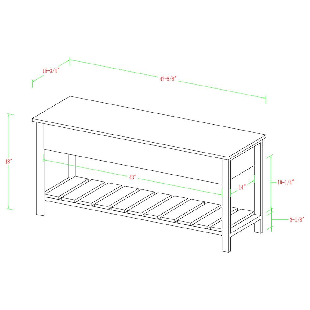 Walker Edison 48" Storage Bench with Shoe Shelf in Barnwood NFM