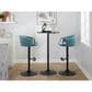 LumiSource Claire Swivel Adjustable Barstool with Light Blue Velvet Upholstery in Black (Set of 2), , large