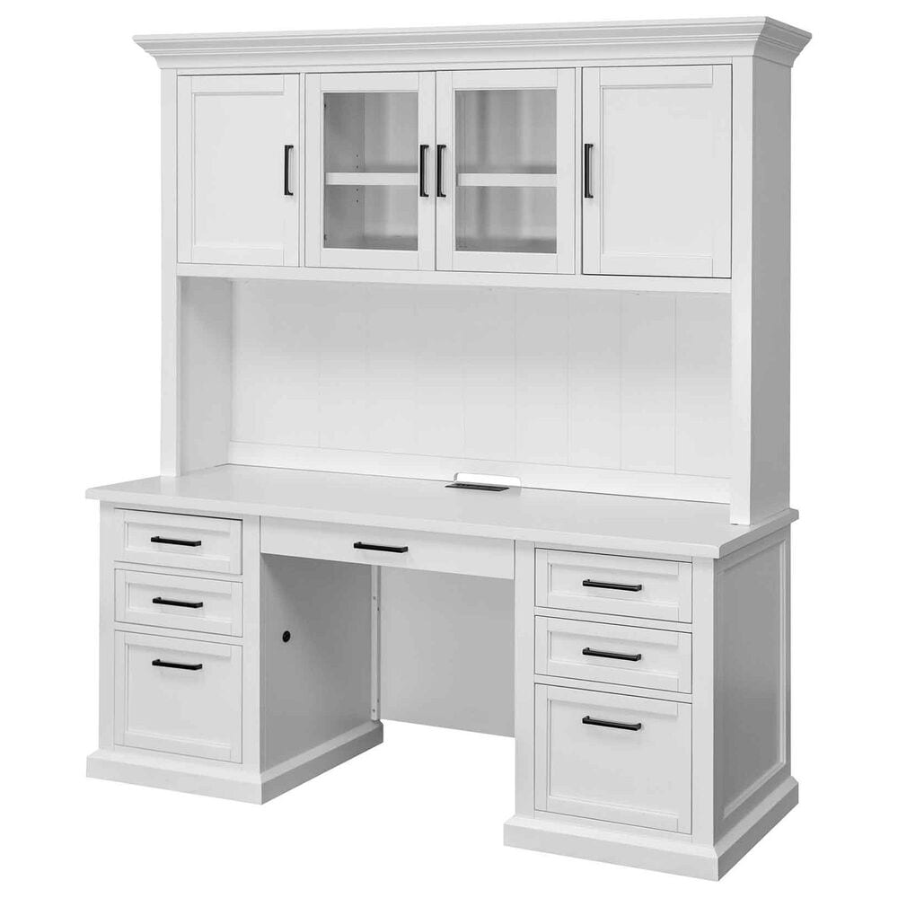 Wycliff Bay Abby Credenza Desk with Hutch in White, , large